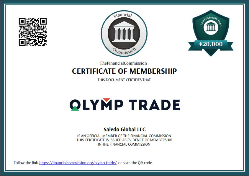 sijil pengesahan olymp trade dari financial commission