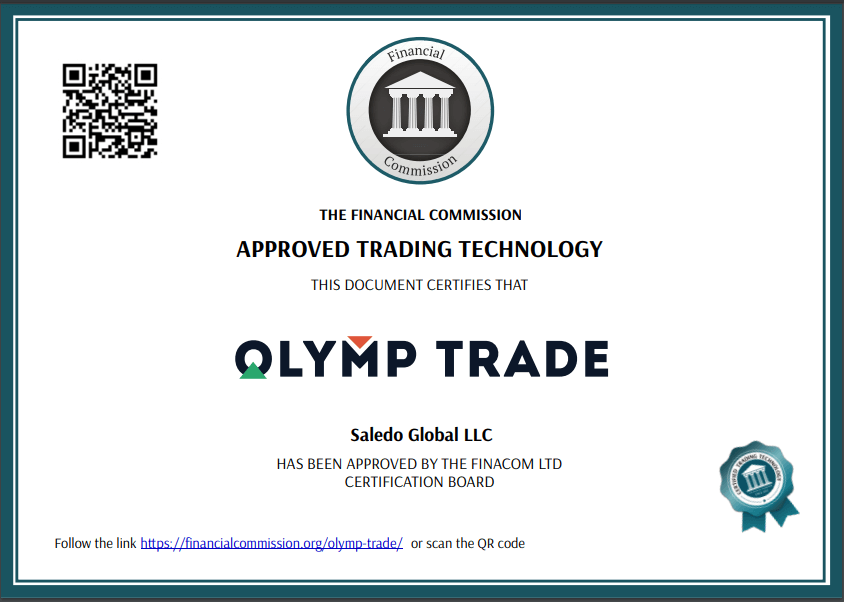 sijil pengesahan olymptrade dari financial commission