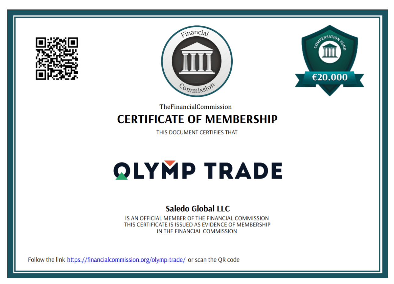 sijil pengesahan syarikat broker olymp trade